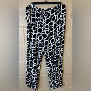 Natori Black and White Floral Print Pajama Pants Size XL, 100% Rayon